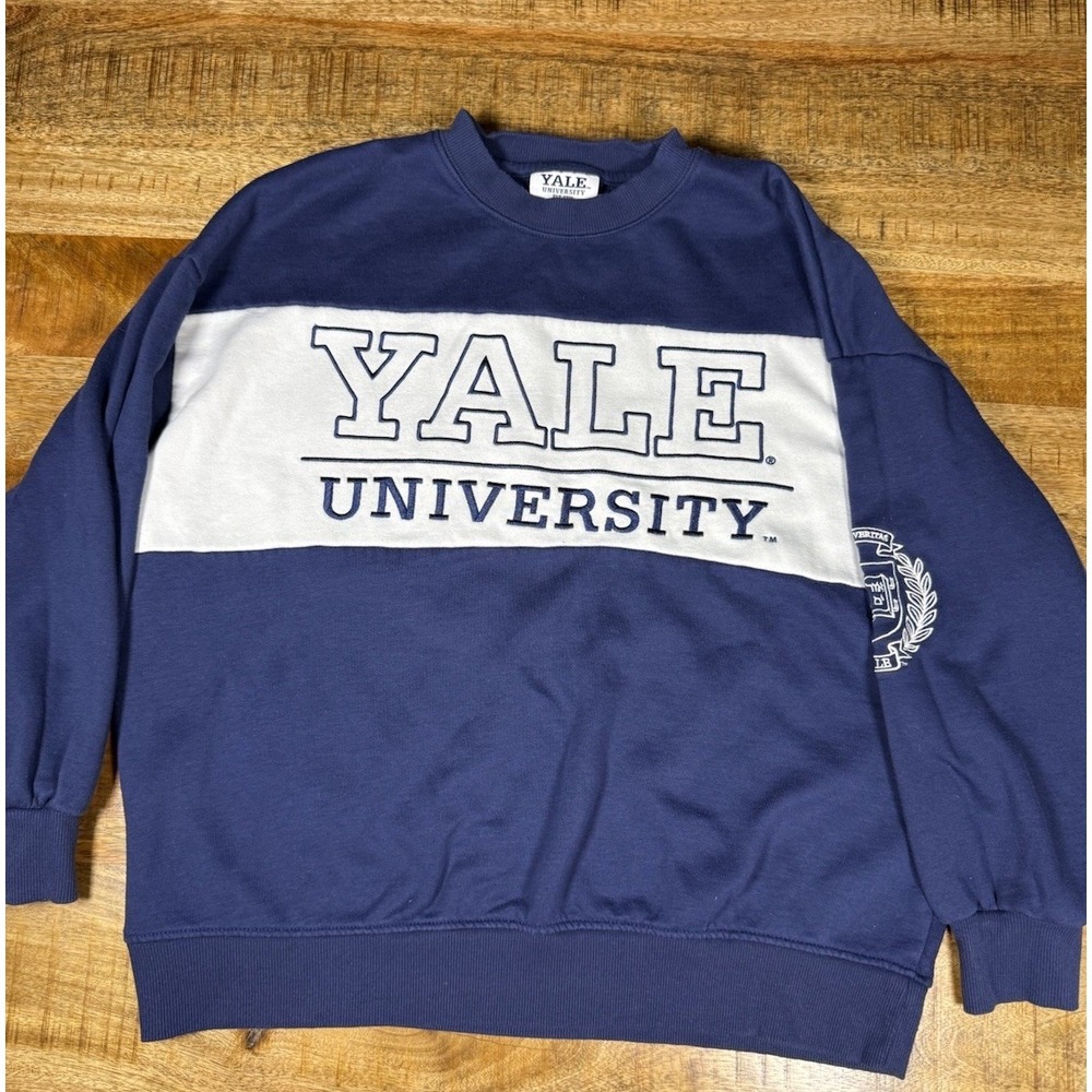Yale University Sweatshirt Womens Small Blue‎ White Crewneck Logo Pullover